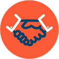 We're committed warm red icon